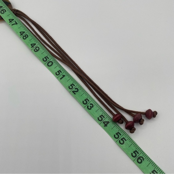 Boho Tortoise & Wood Bead Corded Tie Belt 39” at smallest, unbranded - Picture 7 of 7